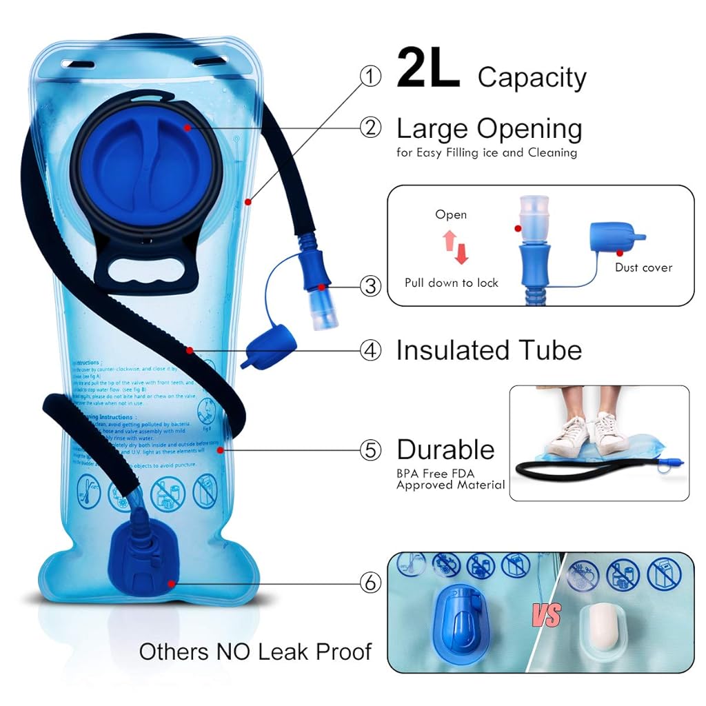 Proberos® Trekking Backpack with 2L Water Bladder Waterproof Travel Pack for Hiking Camping Running Professional for Men Women Kids BPA Free 2 PCS Proberos® Trekking Backpack with 2L Water Bladder Waterproof Travel Pack for Hiking Camping Running Professional for Men Women Kids BPA Free 2 PCS